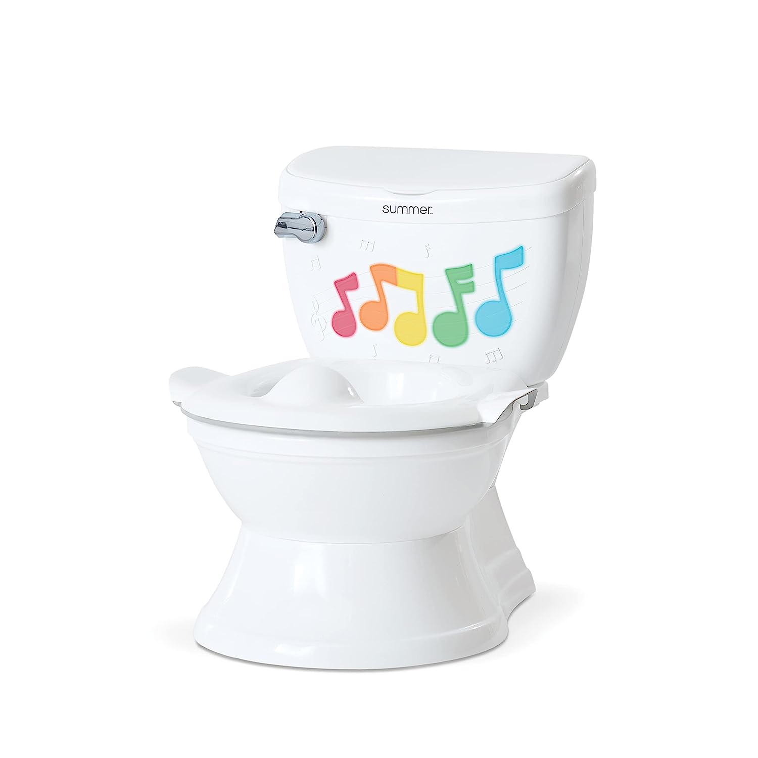 Summer My Size Potty Lights and Songs Transitions, White – Realistic Potty Training Toilet with Interactive Handle that Plays Music for Kids, Removable Potty Topper/Pot, Wipe Compartment, Splash Guard - Image 1